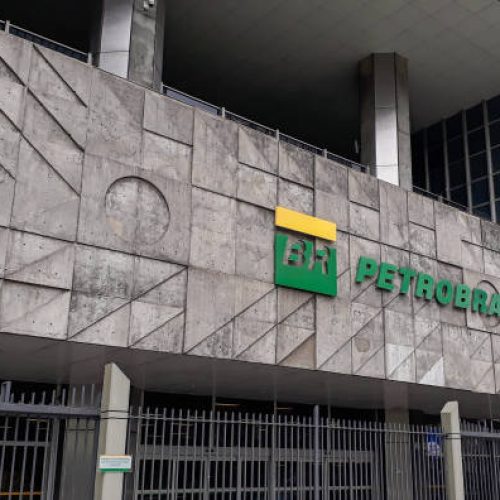 Front view of Petrobras Petroleo Brasileiro S.A. Company Main Office in Rio de Janeiro, Brazil. High quality photo